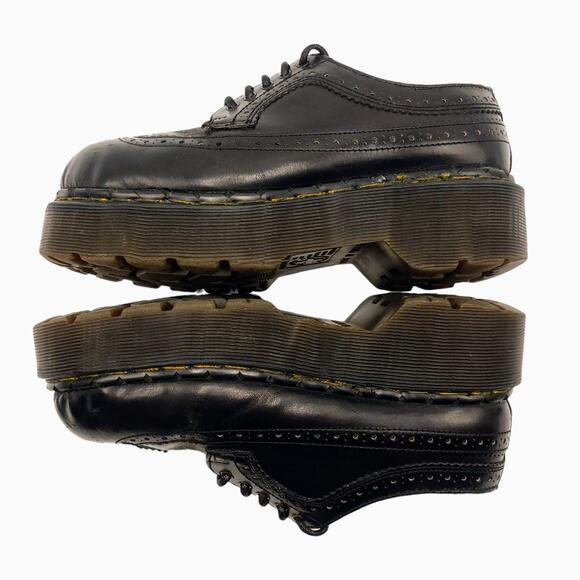 Dr. Martens 90s Vintage Brogue Platform Wingtip Steel Toe Black Womens Size 6 - Picture 10 of 11